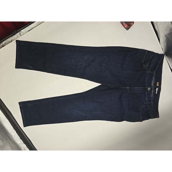 Lee Perfect Fit Jeans Womens 16 Medium Blue Straight Leg Stretch Denim Pockets - Picture 1 of 11